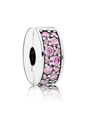 Pandora Sterling Silver Shining Elegance Clip with Pink Zirconia 791817pcz